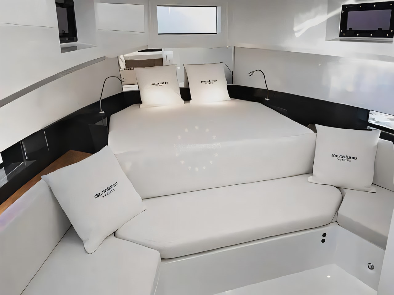 Layout of De Antonio D36 motor boat with 2 cabins Croatia yacht charter