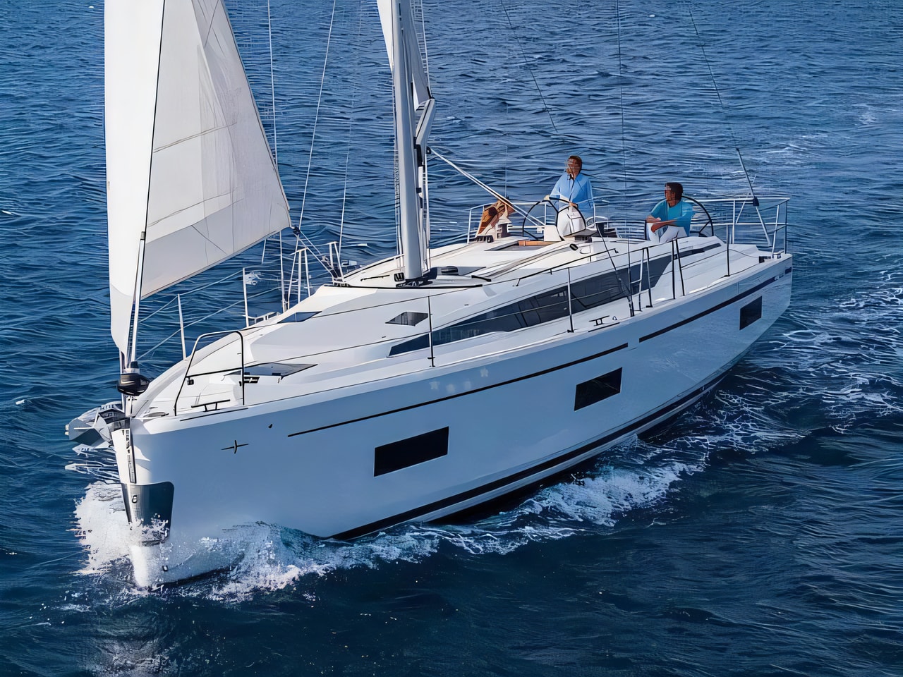 Exterior overview of Bavaria C42 sail boat for charter from Kastela Gomilica Marina in the Split sailing area Croatia