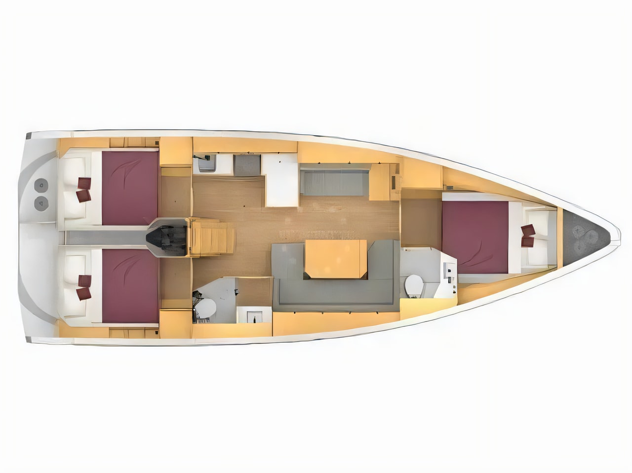 Interior of Bavaria C42 sail boat with 3 cabins Croatia yacht charter