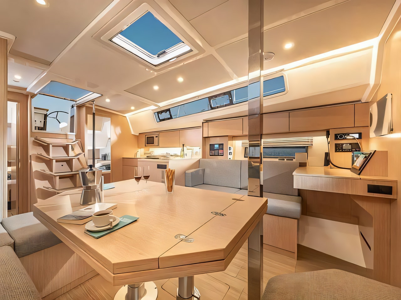 Layout of Bavaria C42 sail boat with 3 cabins Croatia yacht charter
