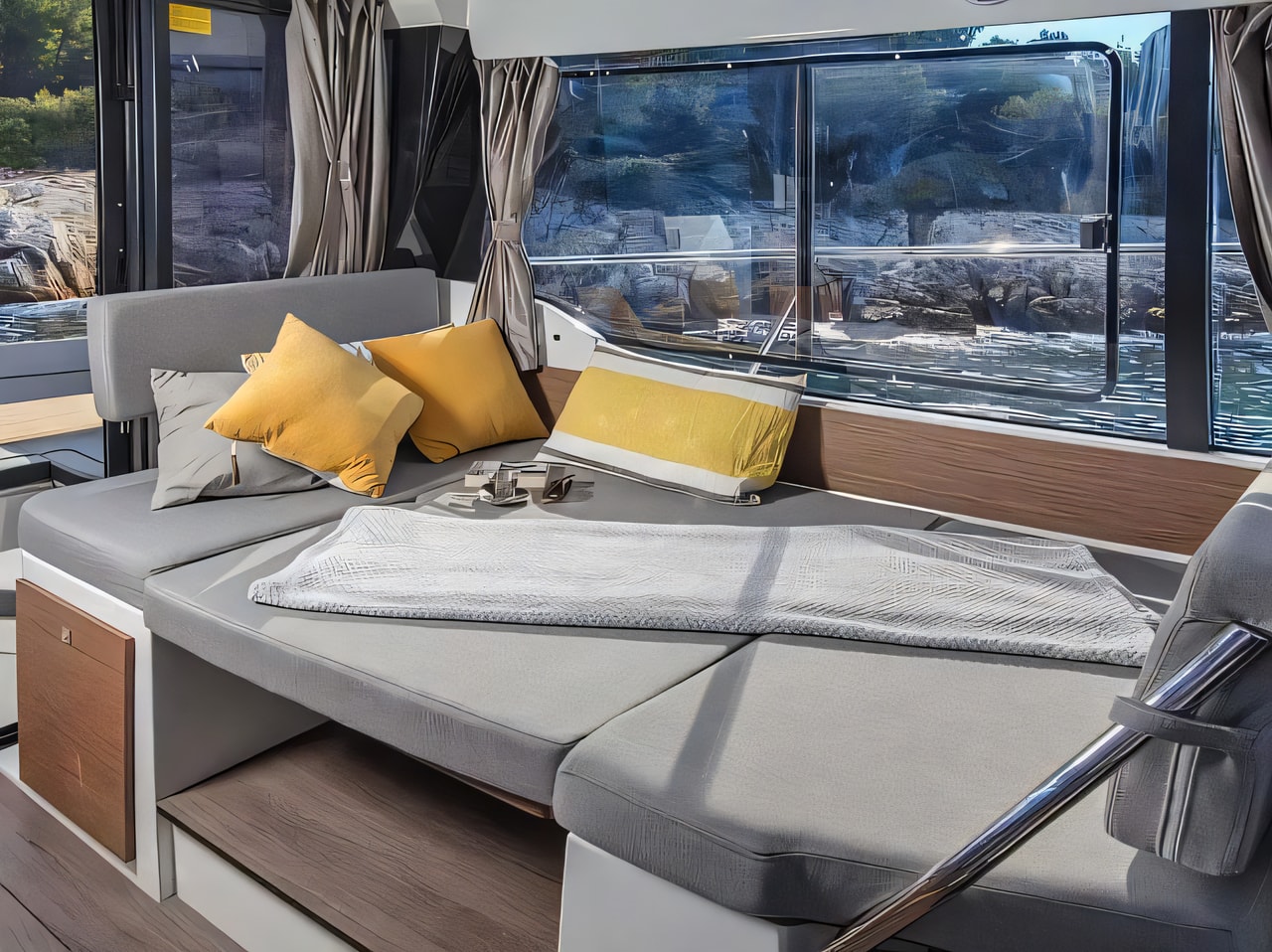 Layout of Merry Fisher 1095 motor boat with 3 cabins Croatia yacht charter