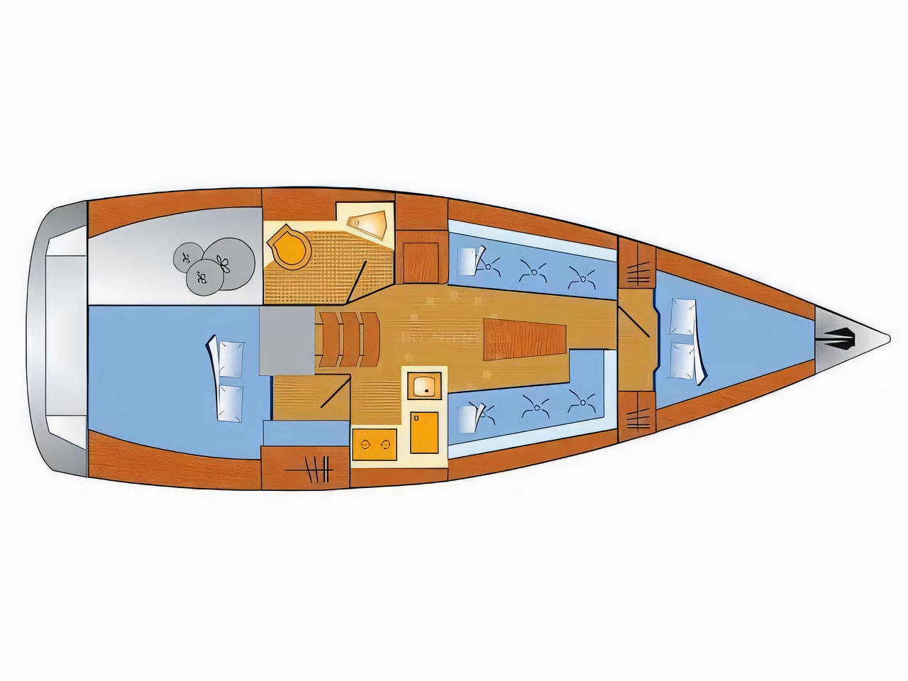 Interior of Bavaria Cruiser 34 sail boat with 2 cabins Croatia yacht charter