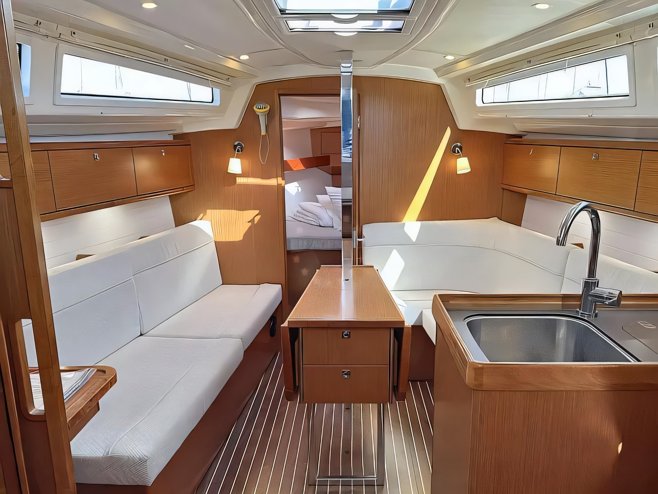 Layout of Bavaria Cruiser 34 sail boat with 2 cabins Croatia yacht charter