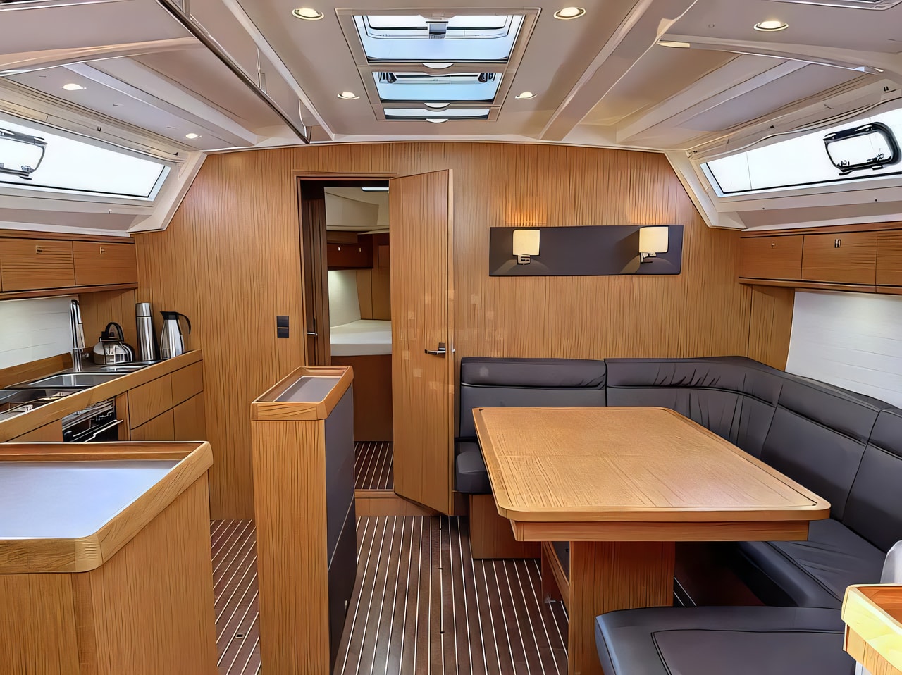 Layout of Bavaria Cruiser 46 sail boat with 4 cabins Croatia yacht charter