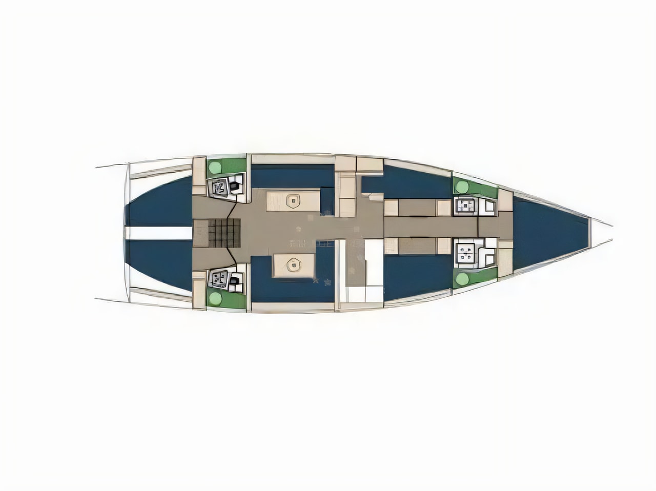 Interior of D&D Kufner 54[G] sail boat with 5 cabins Croatia yacht charter