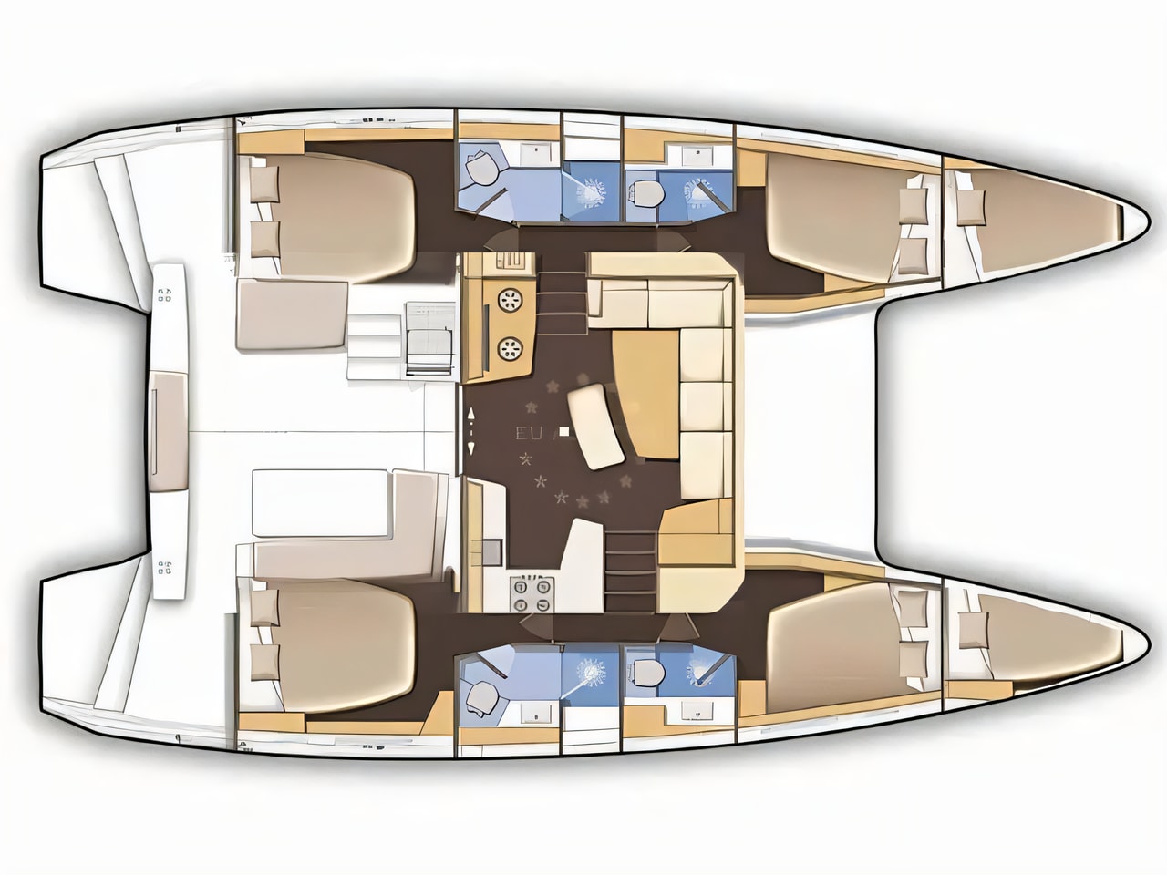 Interior of Lagoon 42 catamaran with 4 cabins Croatia yacht charter