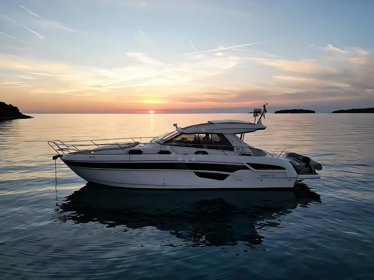 Exterior overview of Bavaria Sport 450 HT motor boat for charter from Seget Donji Marina Baotic in the Split sailing area Croatia