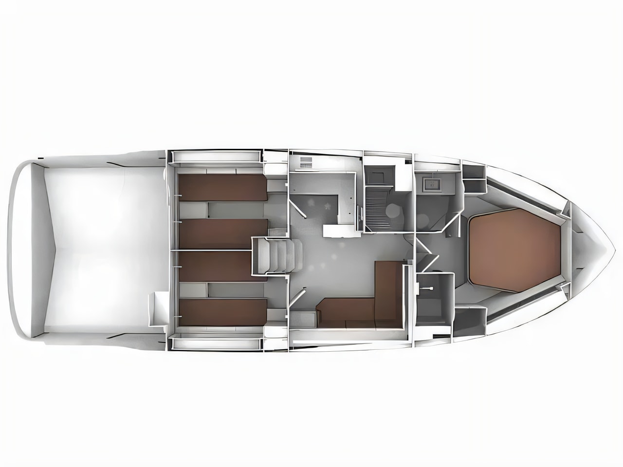 Interior of Bavaria Sport 450 HT motor boat with 3 cabins Croatia yacht charter