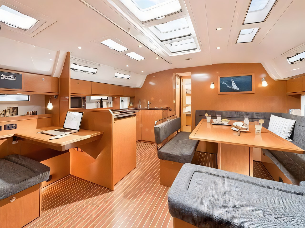 Layout of Bavaria Cruiser 50 sail boat with 4 cabins Croatia yacht charter