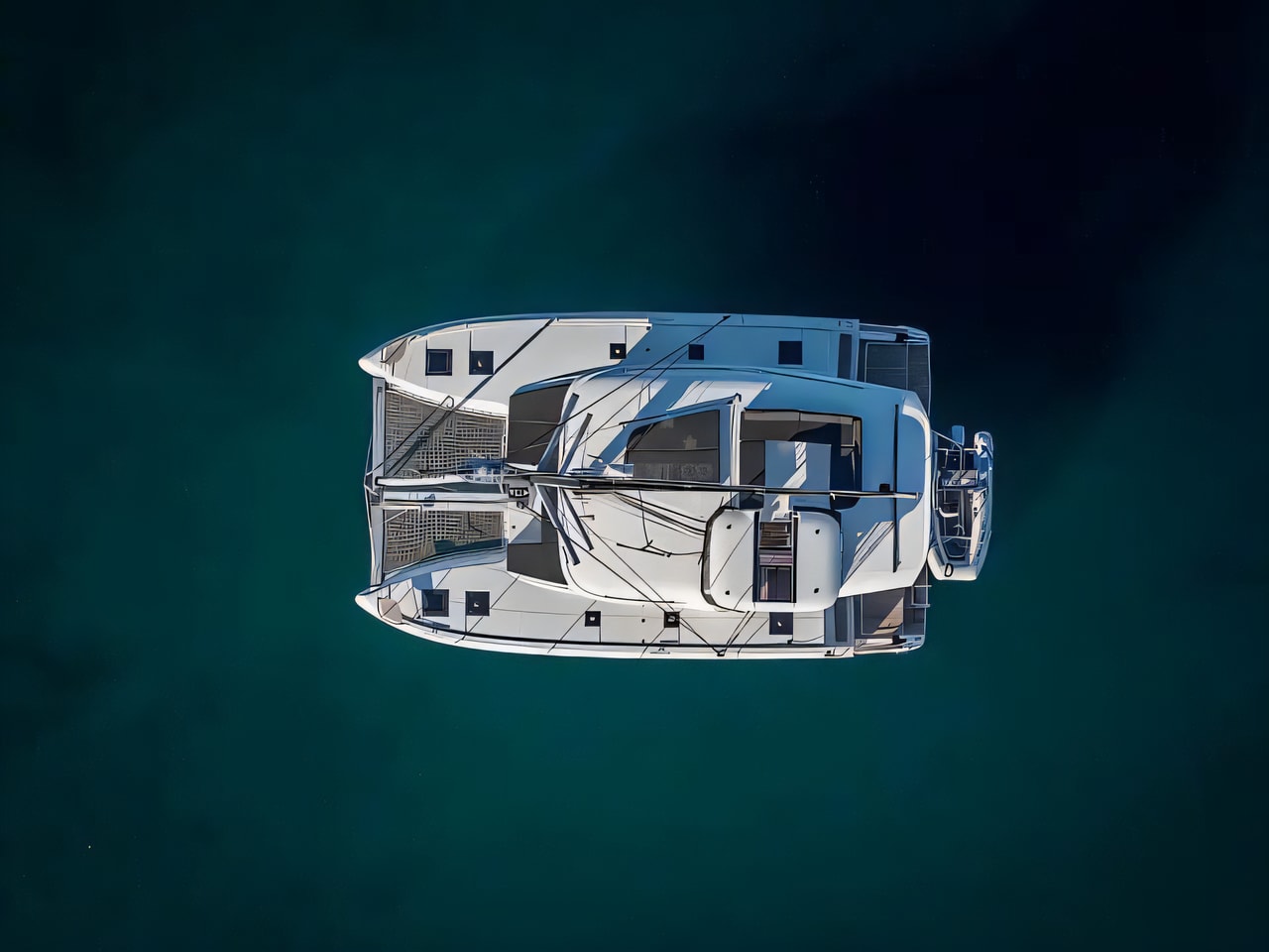 Exterior overview of Lagoon 43 catamaran for charter from Seget Donji Marina Baotic in the Split sailing area Croatia
