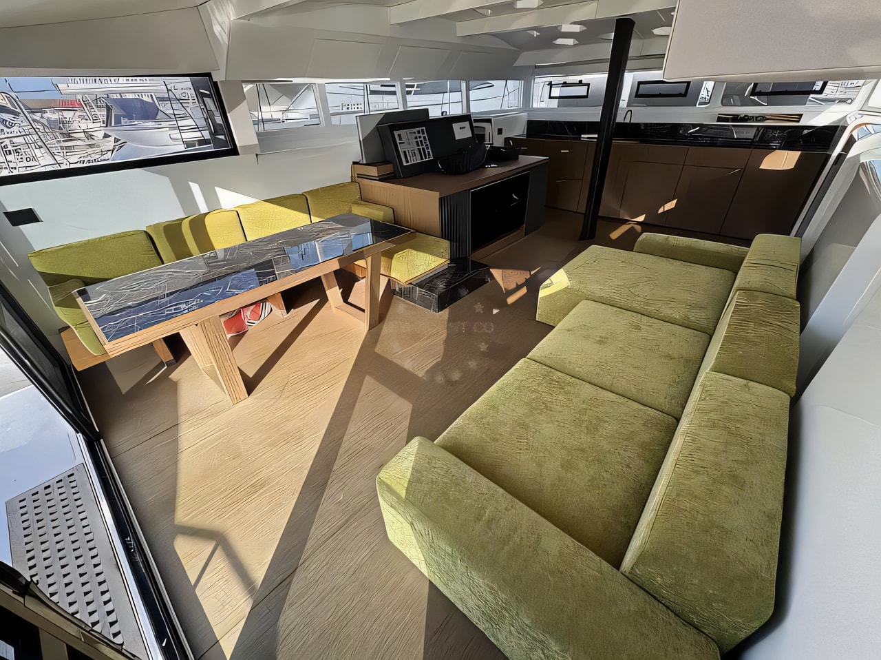 Layout of Delta F40-XT catamaran with 2 cabins Croatia yacht charter