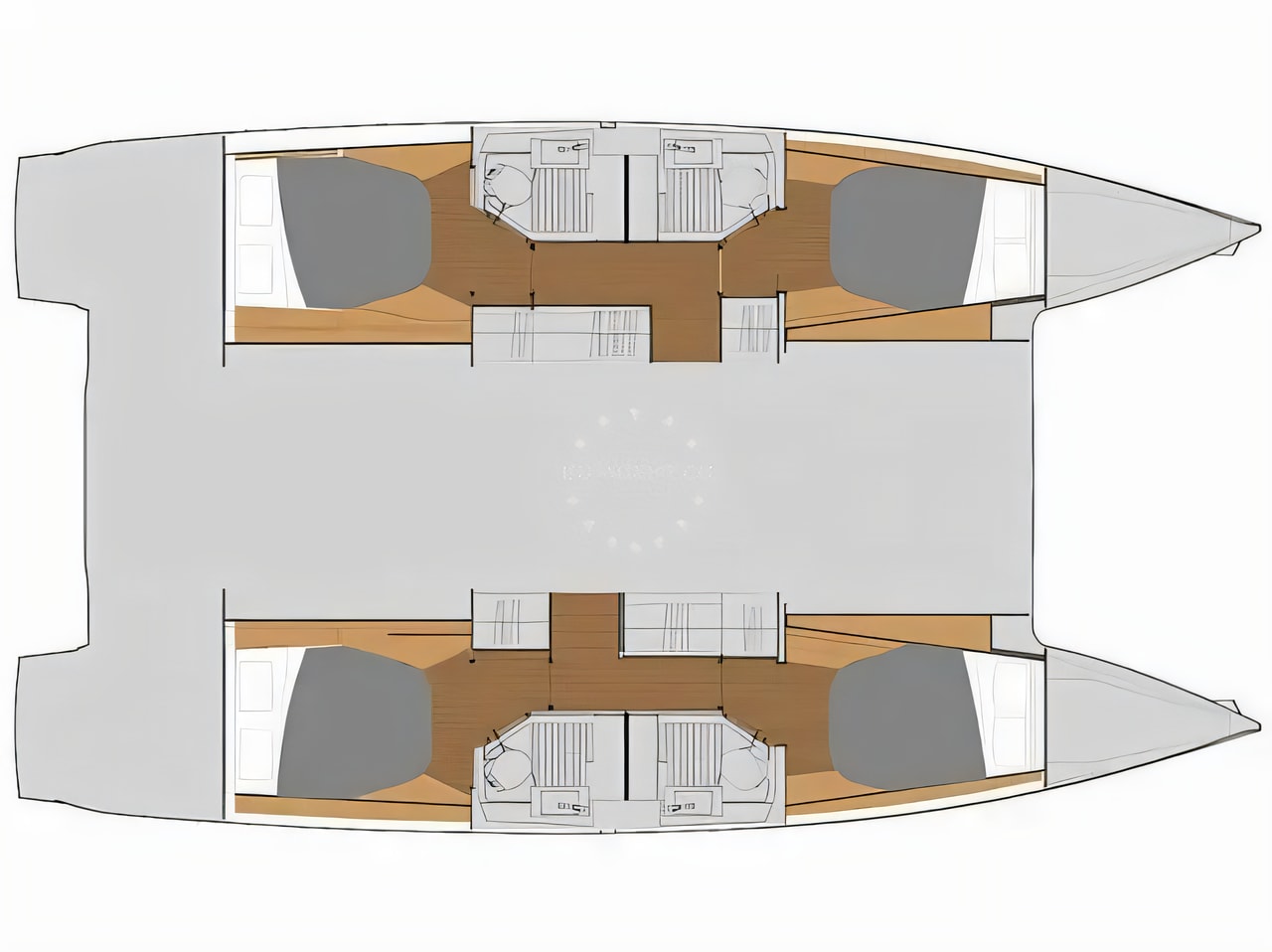 Interior of Astrea 42 catamaran with 4 cabins Croatia yacht charter