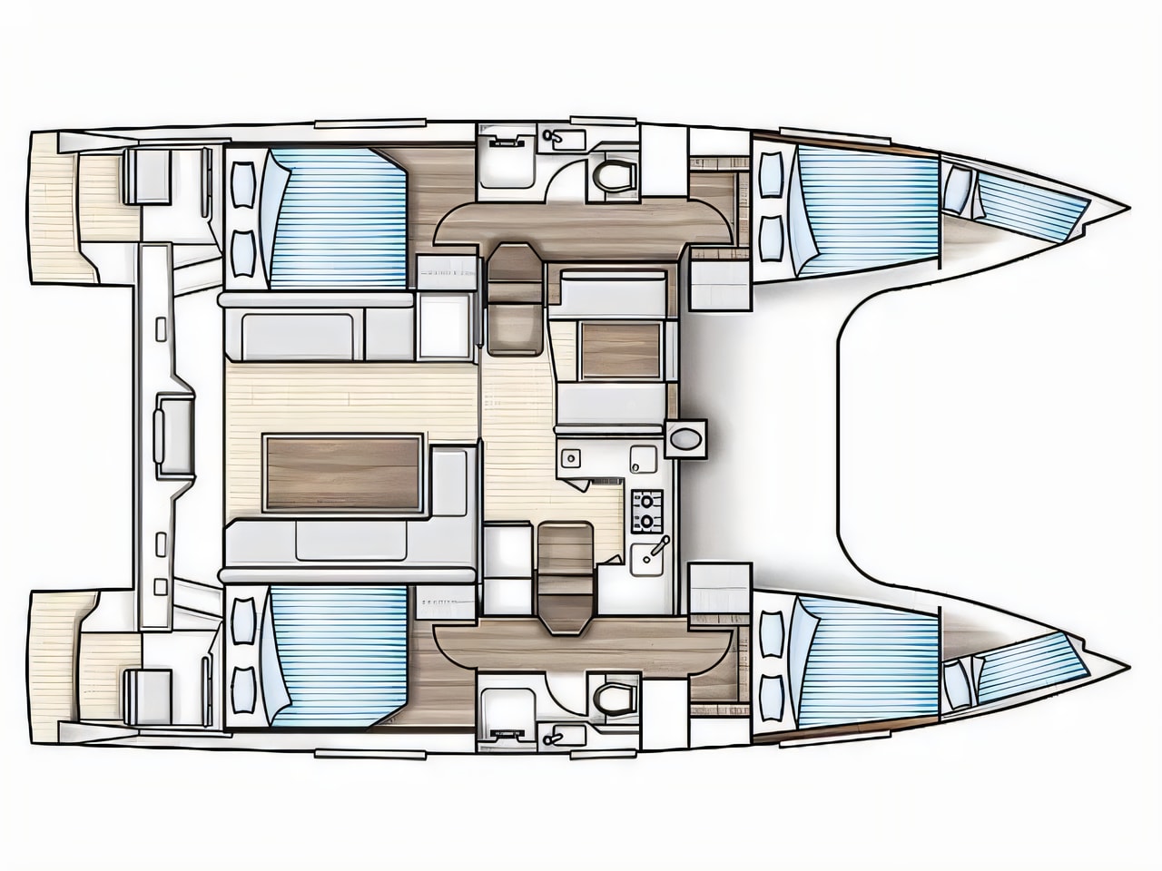 Interior of Nautitech 40 Open catamaran with 6 cabins Croatia yacht charter