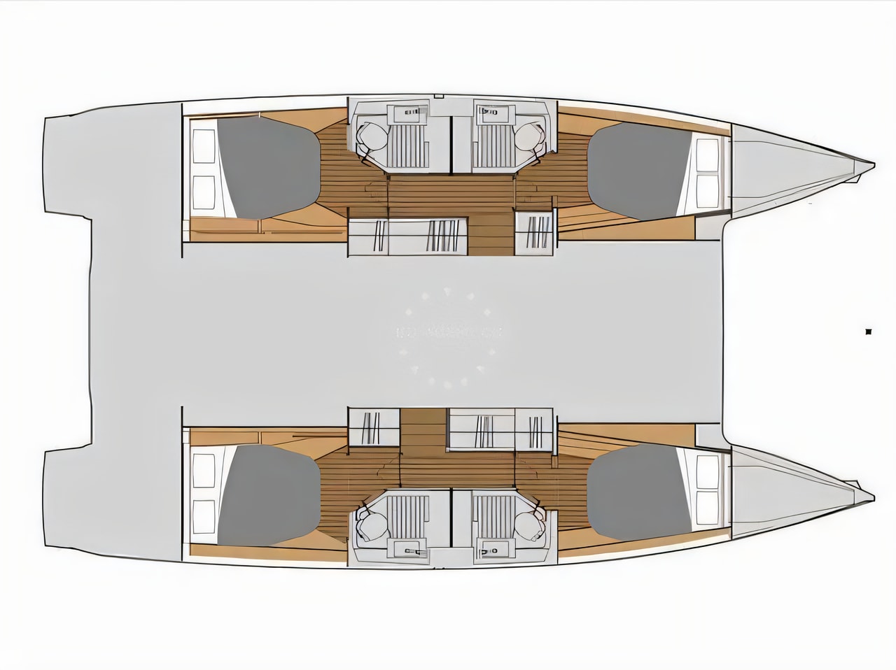 Interior of Astrea 42 catamaran with 4 cabins Croatia yacht charter