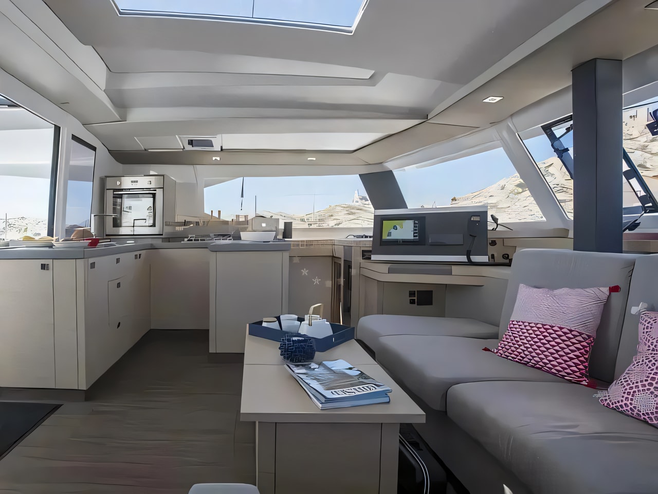 Layout of Astrea 42 catamaran with 4 cabins Croatia yacht charter