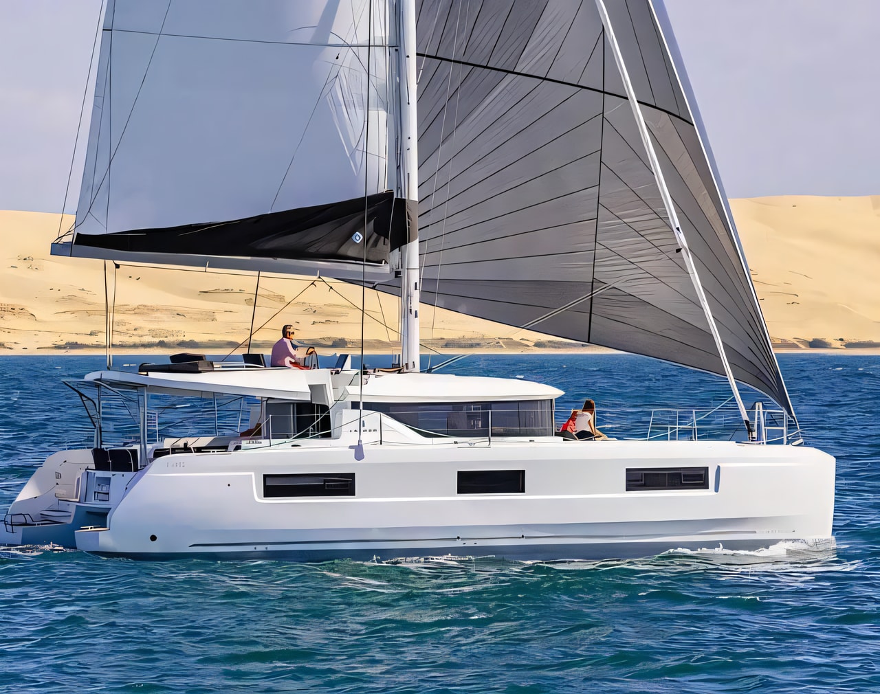 Layout of Lagoon 46 catamaran with 6 cabins Croatia yacht charter