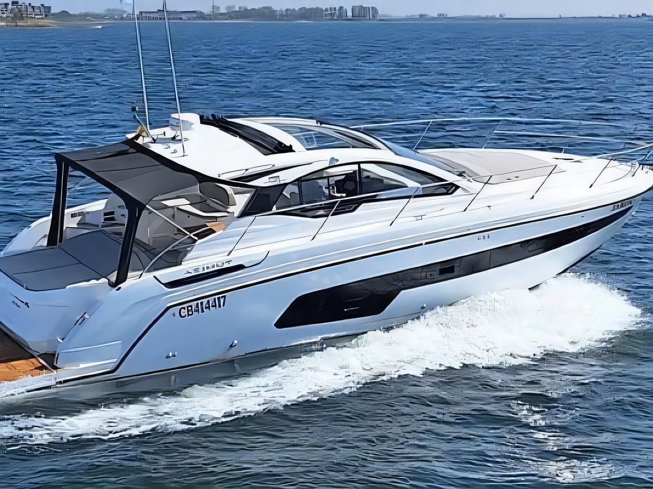 Exterior overview of Azimut Atlantis 45 motor boat for charter from Podstrana Marina Lav in the Split sailing area Croatia