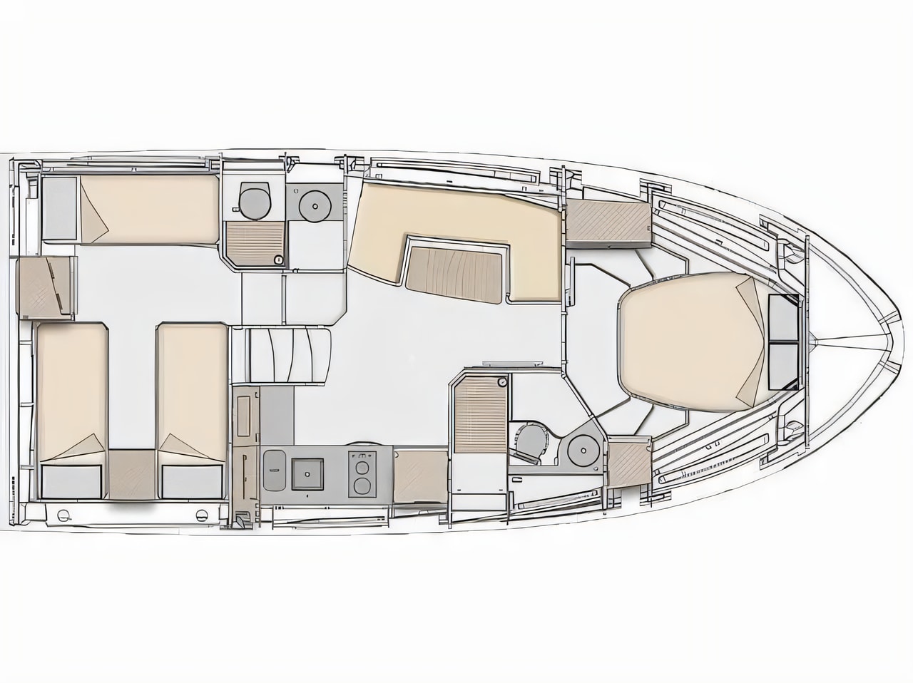 Interior of Azimut Atlantis 45 motor boat with 2 cabins Croatia yacht charter