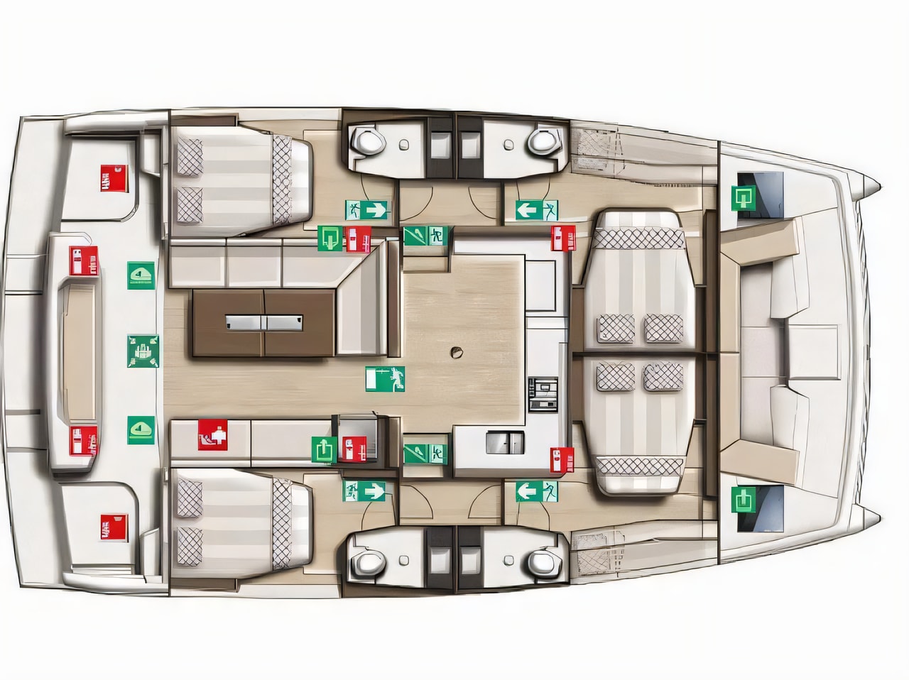 Interior of Bali Catspace catamaran with 4 cabins Croatia yacht charter