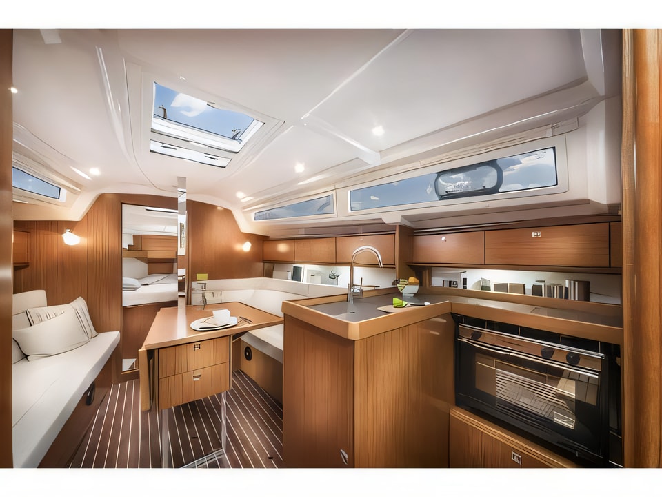 Interior of Bavaria 34 '17 sail boat with 3 cabins Croatia yacht charter