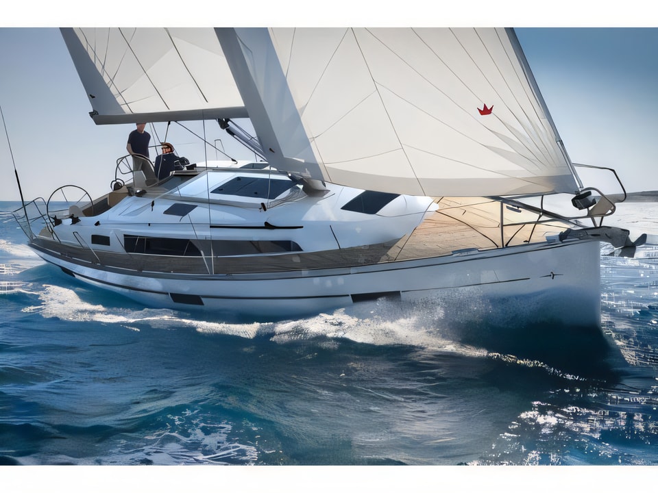 Exterior overview of Bavaria 37 '17 sail boat for charter from Sukosan Marina Dalmacija in the Zadar sailing area Croatia