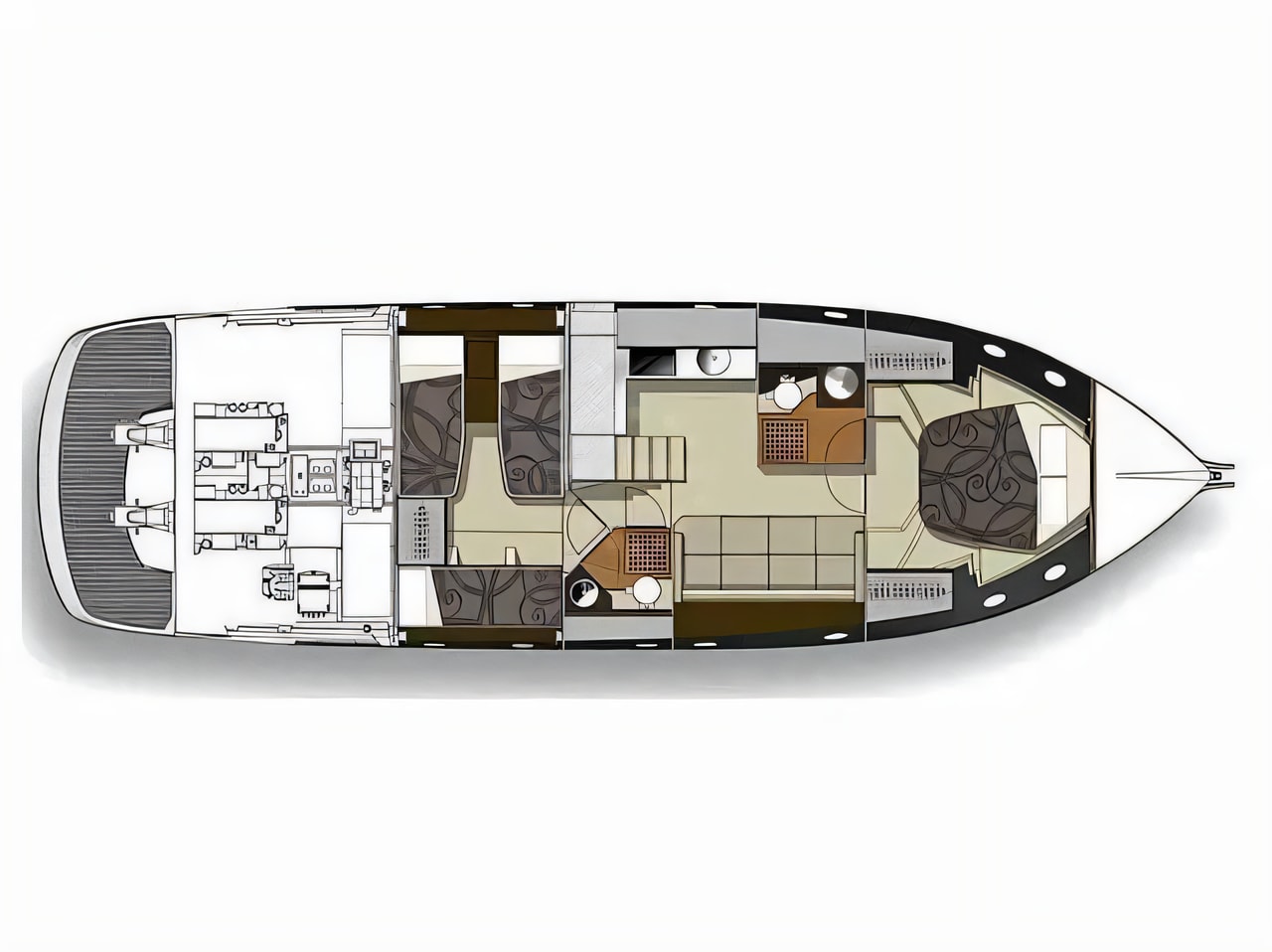 Interior of Cranchi M44 HT motor boat with 2 cabins Croatia yacht charter