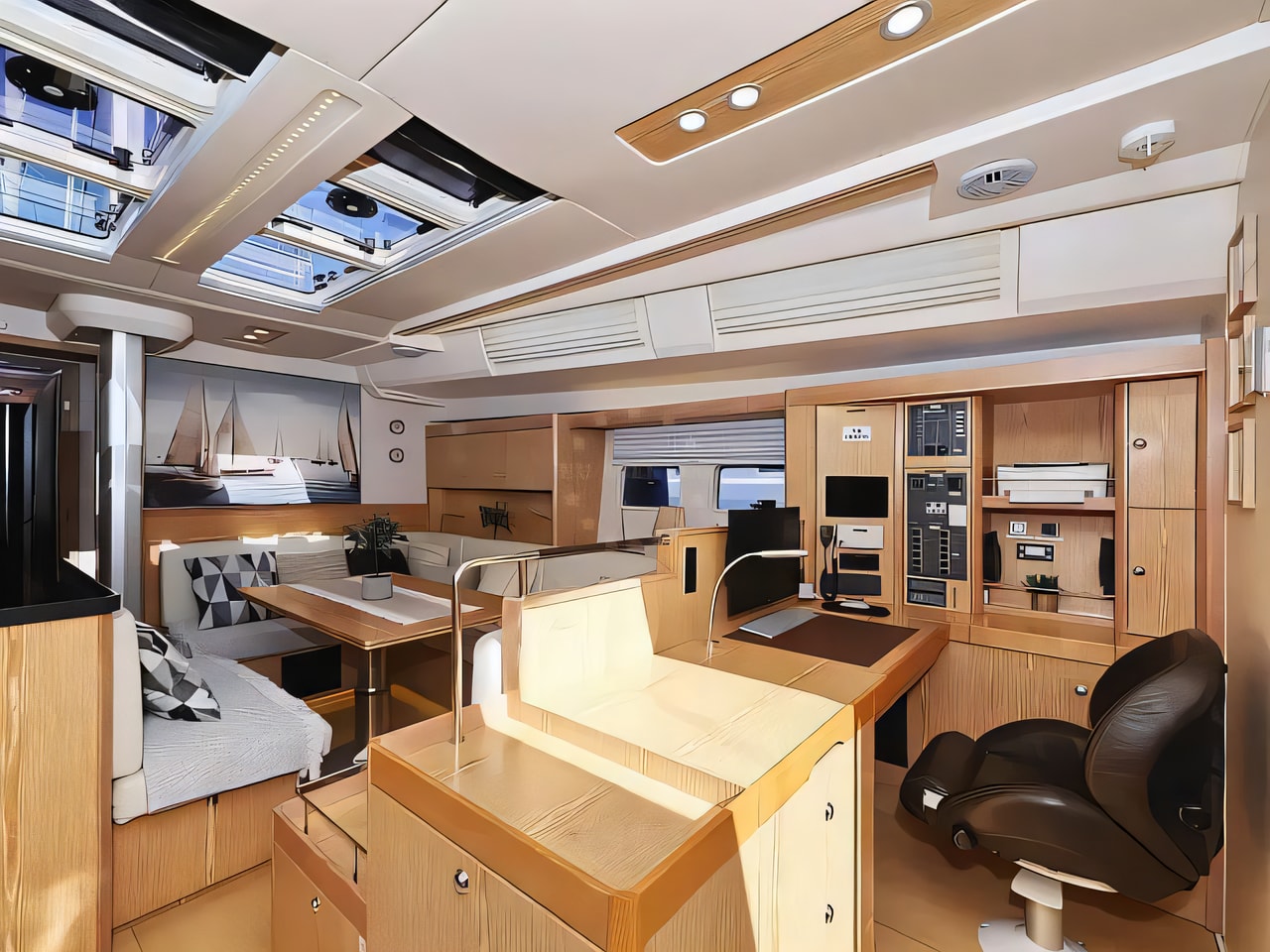 Layout of Hanse 575 sail boat with 6 cabins Croatia yacht charter