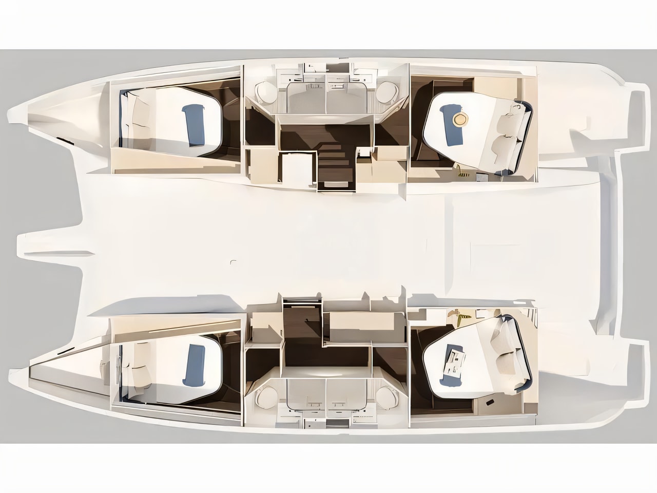 Interior of FP 44 catamaran with 4 cabins Croatia yacht charter