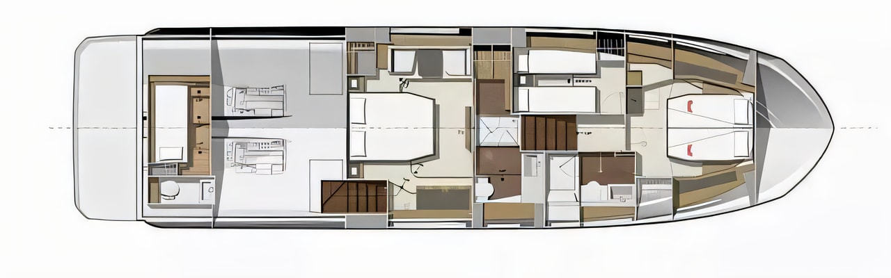 Interior of Prestige 590 Fly motoryacht with 3 cabins Croatia yacht charter