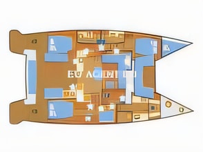 Interior of Lagoon 51 catamaran with 5 cabins Croatia yacht charter