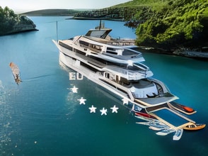 Exterior overview of ICY 55 motoryacht for charter from Split Port in the Split sailing area Croatia