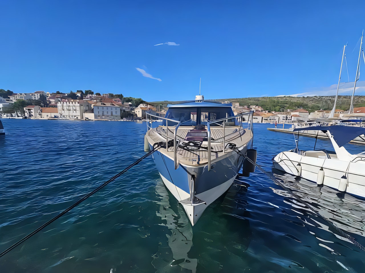Interior of Brioni 44 motor boat with 2 cabins Croatia yacht charter