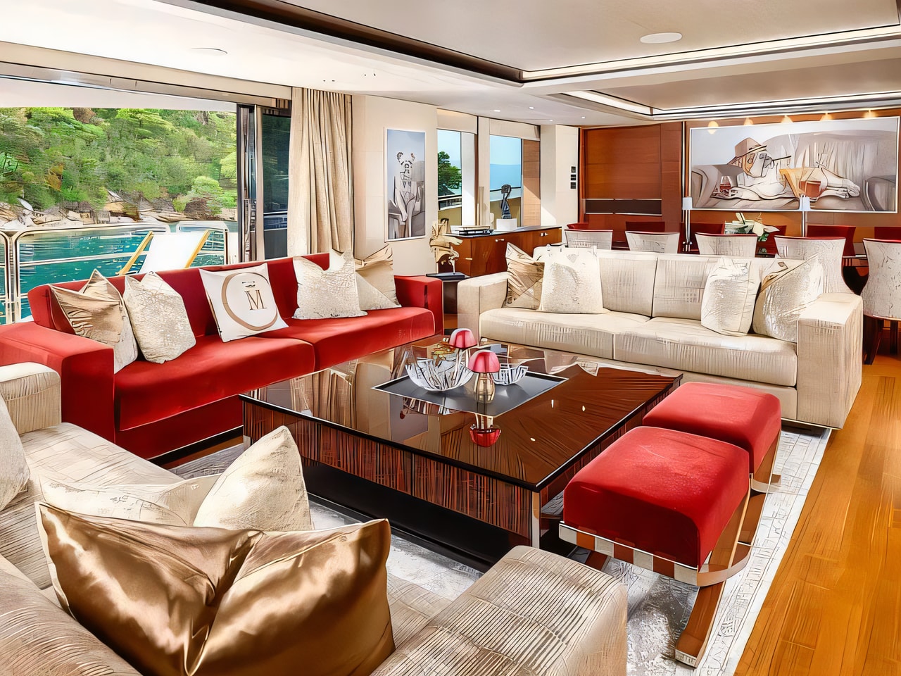 Layout of Princess 40m motor boat with 6 cabins Croatia yacht charter