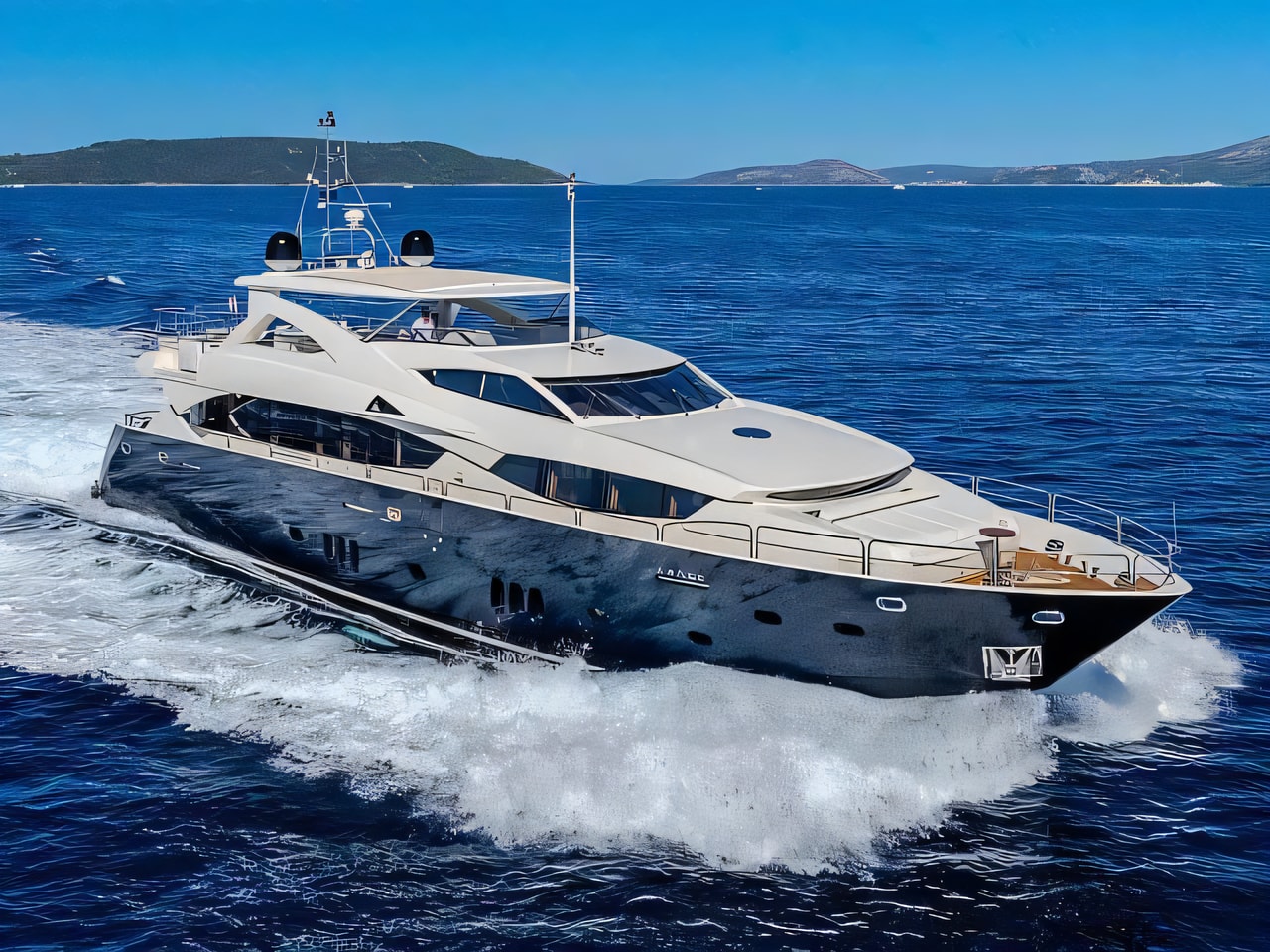 Exterior overview of Sunseeker Yacht 34M motoryacht for charter from Trogir ACI Marina in the Split sailing area Croatia