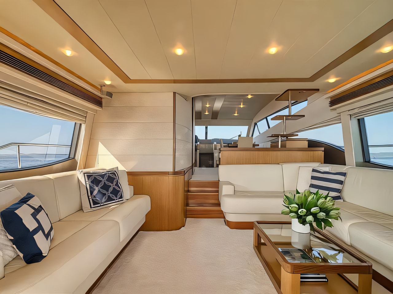 Layout of Ferretti 681 motoryacht with 4 cabins Croatia yacht charter