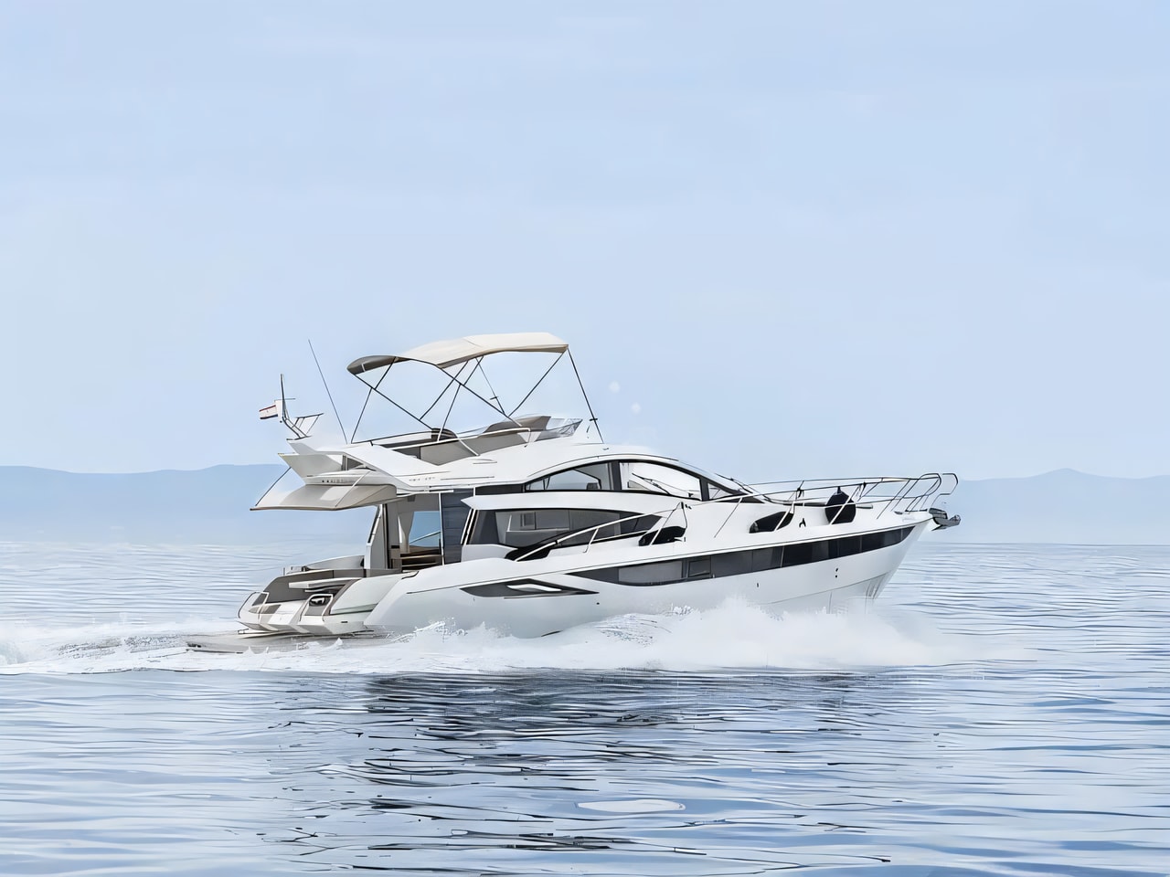 Galeon 430 Skydeck motor boat for charter from Makarska / Lucica Makarska Split sailing area Croatia