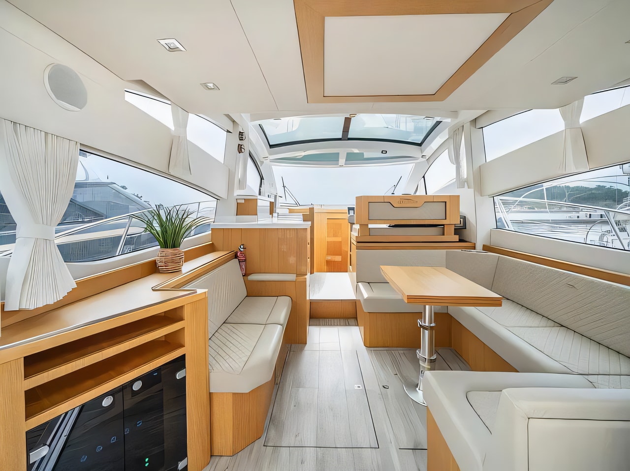Galeon 430 Skydeck yacht layout 3 cabins Croatia charter