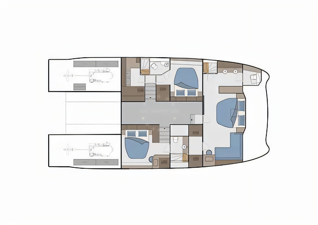 Interior of Aquila 50 Yacht power catamaran with 4 cabins Croatia yacht charter