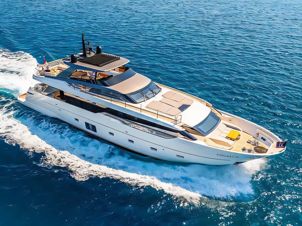 Exterior overview of San Lorenzo SL 96 motoryacht for charter from Seget Donji Marina Baotic in the Split sailing area Croatia