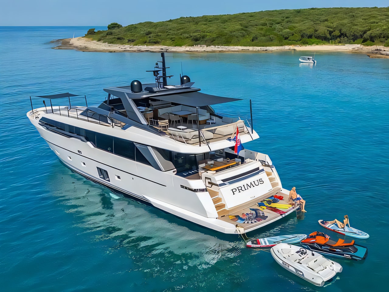 Interior of San Lorenzo SL 96 motoryacht with 5 cabins Croatia yacht charter