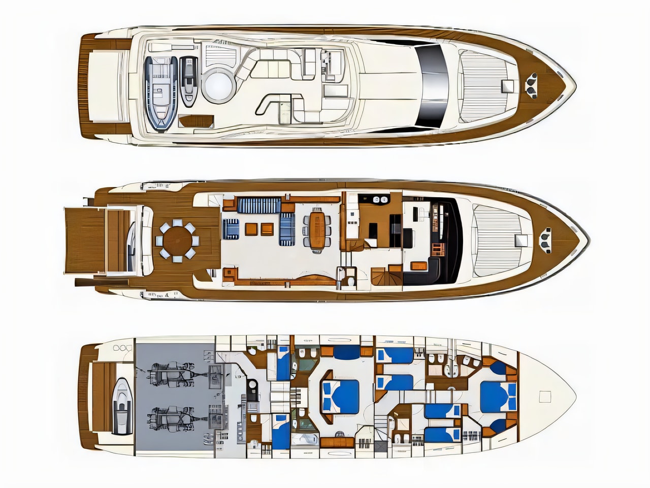 Interior of Ferretti 880 motoryacht with 4 cabins Croatia yacht charter