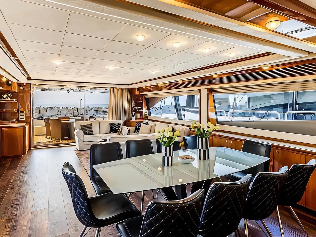 Layout of Ferretti 880 motoryacht with 4 cabins Croatia yacht charter