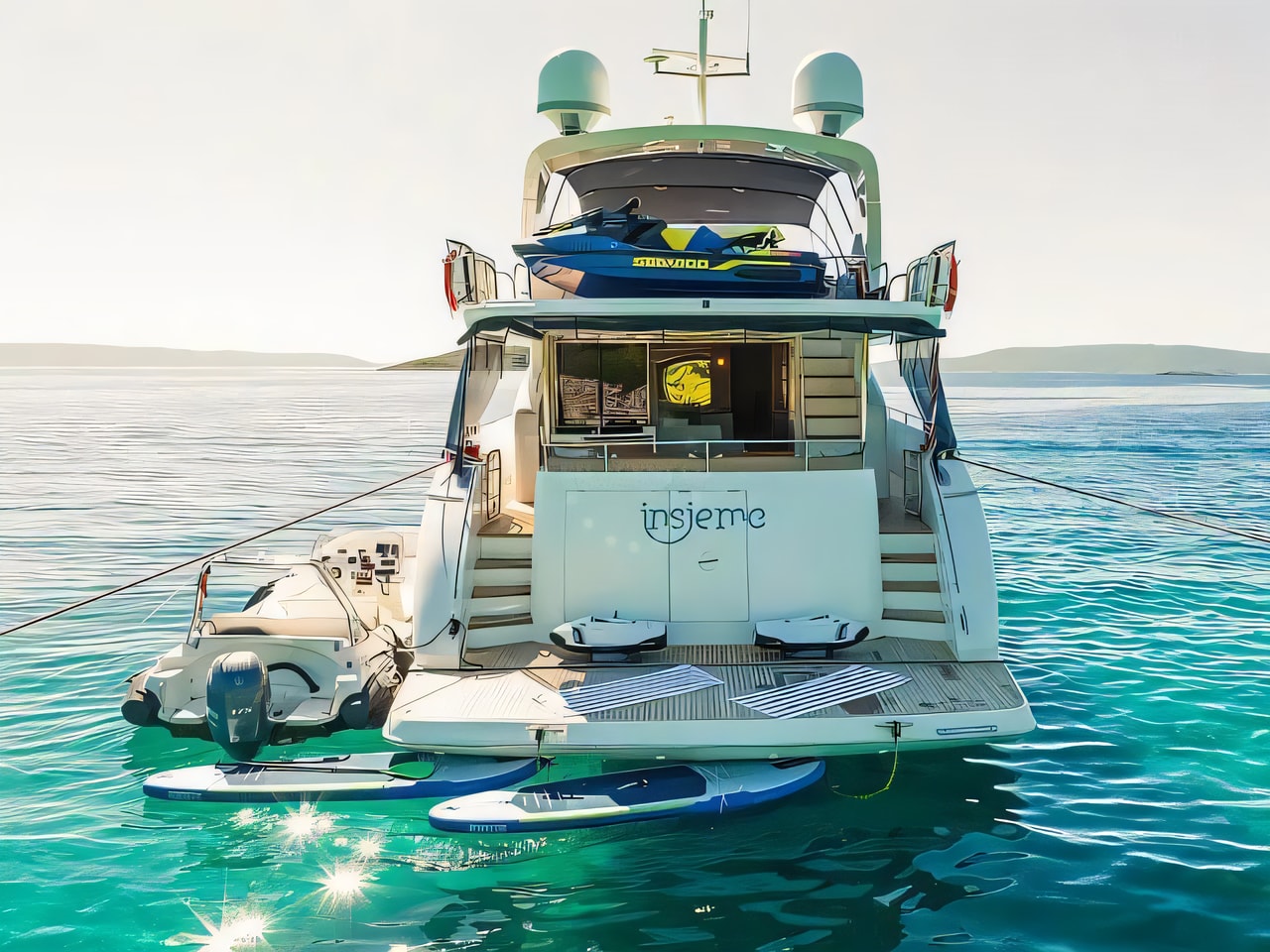 Exterior overview of Princess 85 motoryacht for charter from Trogir ACI Marina in the Split sailing area Croatia