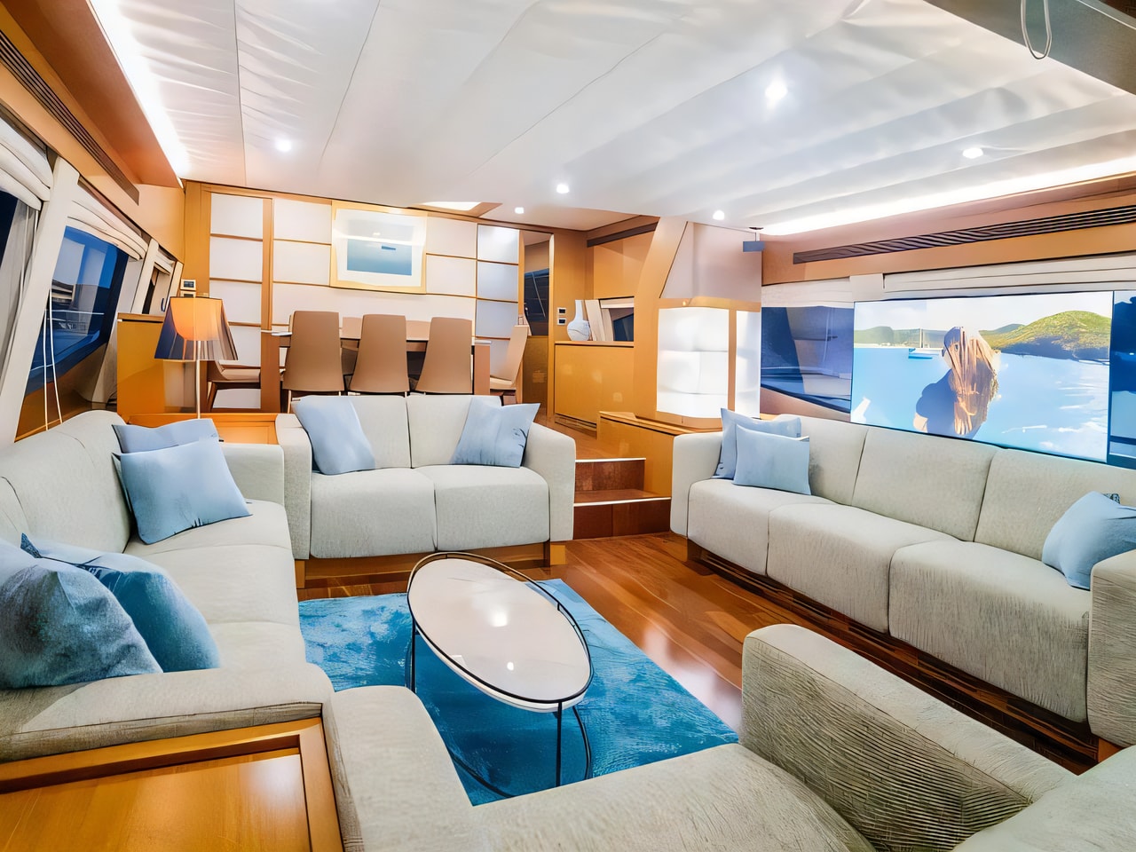 Layout of Ferretti 780 motoryacht with 4 cabins Croatia yacht charter