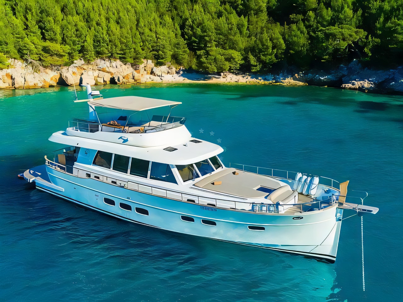 Exterior overview of Motoryacht C9 motoryacht for charter from Dubrovnik ACI Marina in the Dubrovnik sailing area Croatia