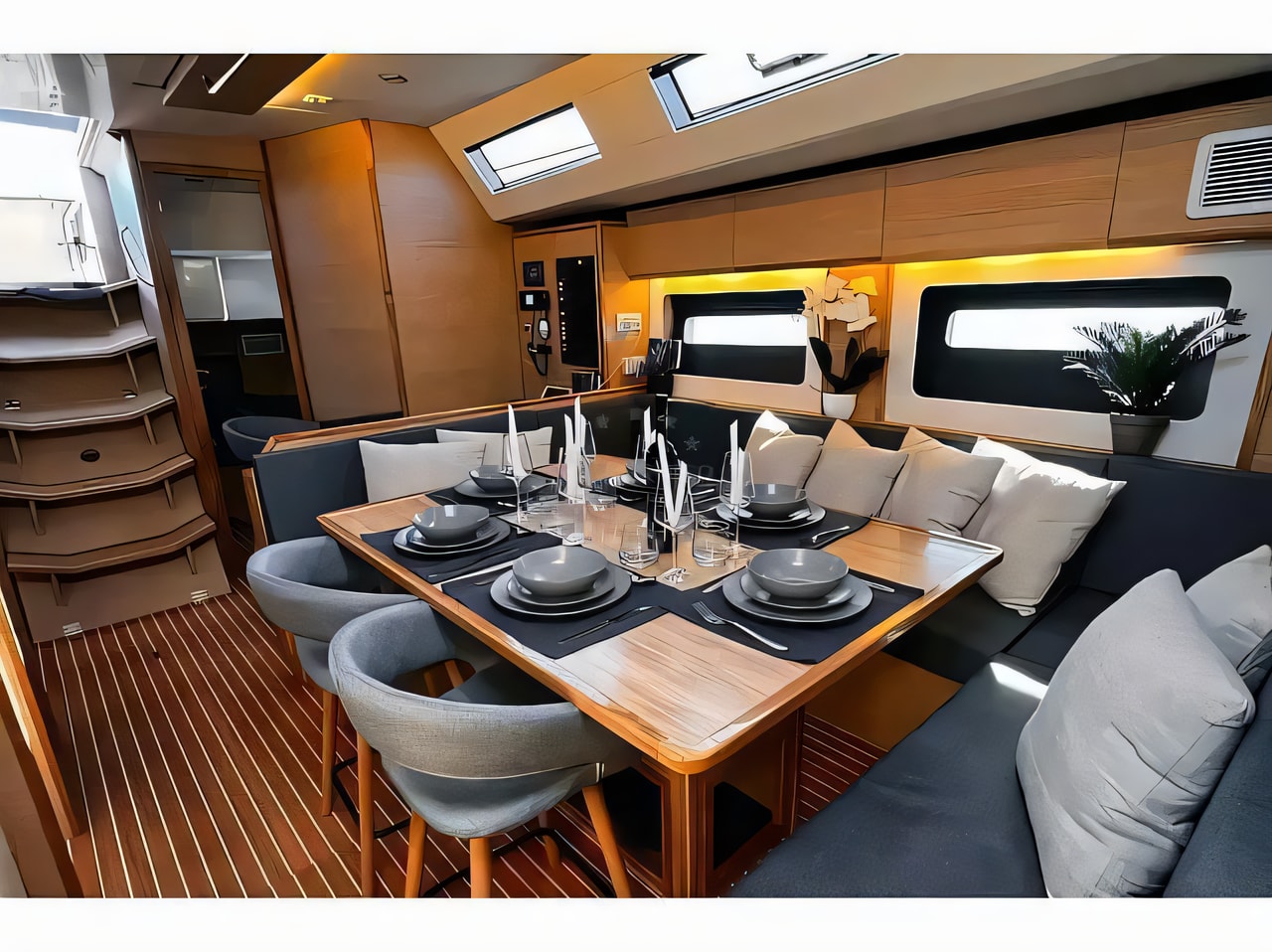 Layout of D&D Kufner 57 sail boat with 6 cabins Croatia yacht charter