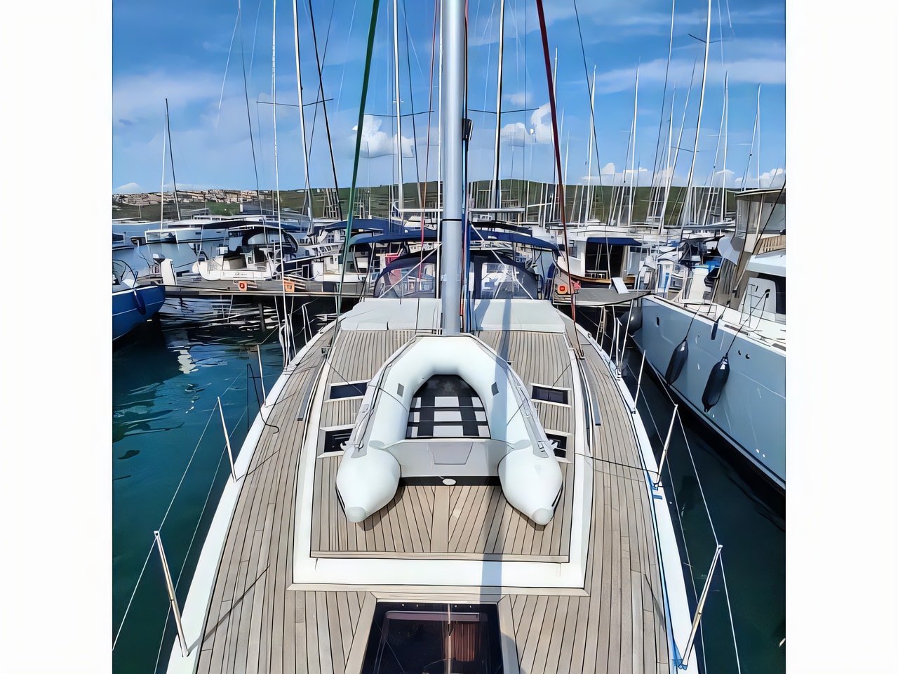 Exterior overview of D&D Kufner 50 I. sail boat for charter from Trogir ACI Marina in the Split sailing area Croatia