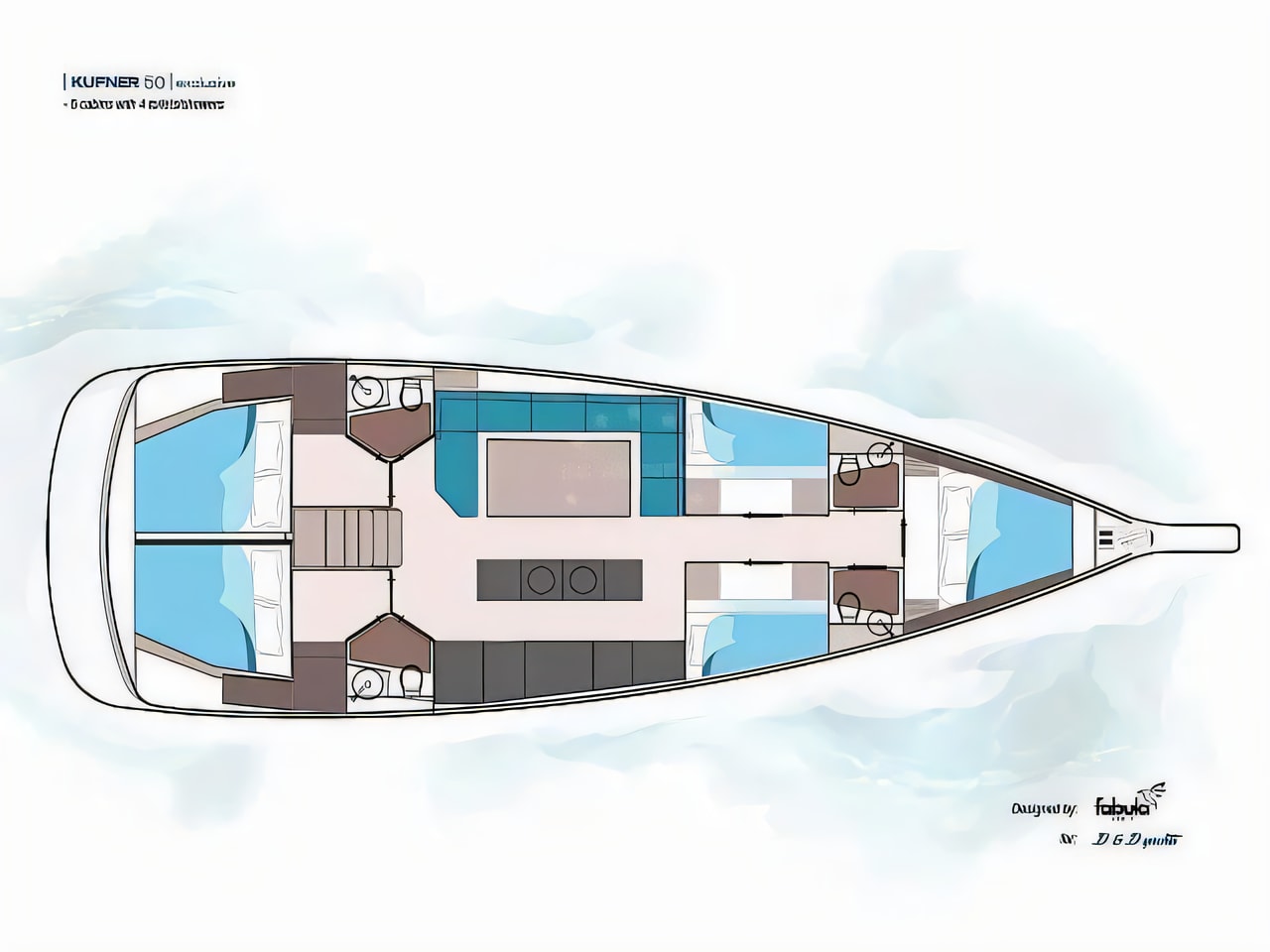 Interior of D&D Kufner 50 I. sail boat with 5 cabins Croatia yacht charter