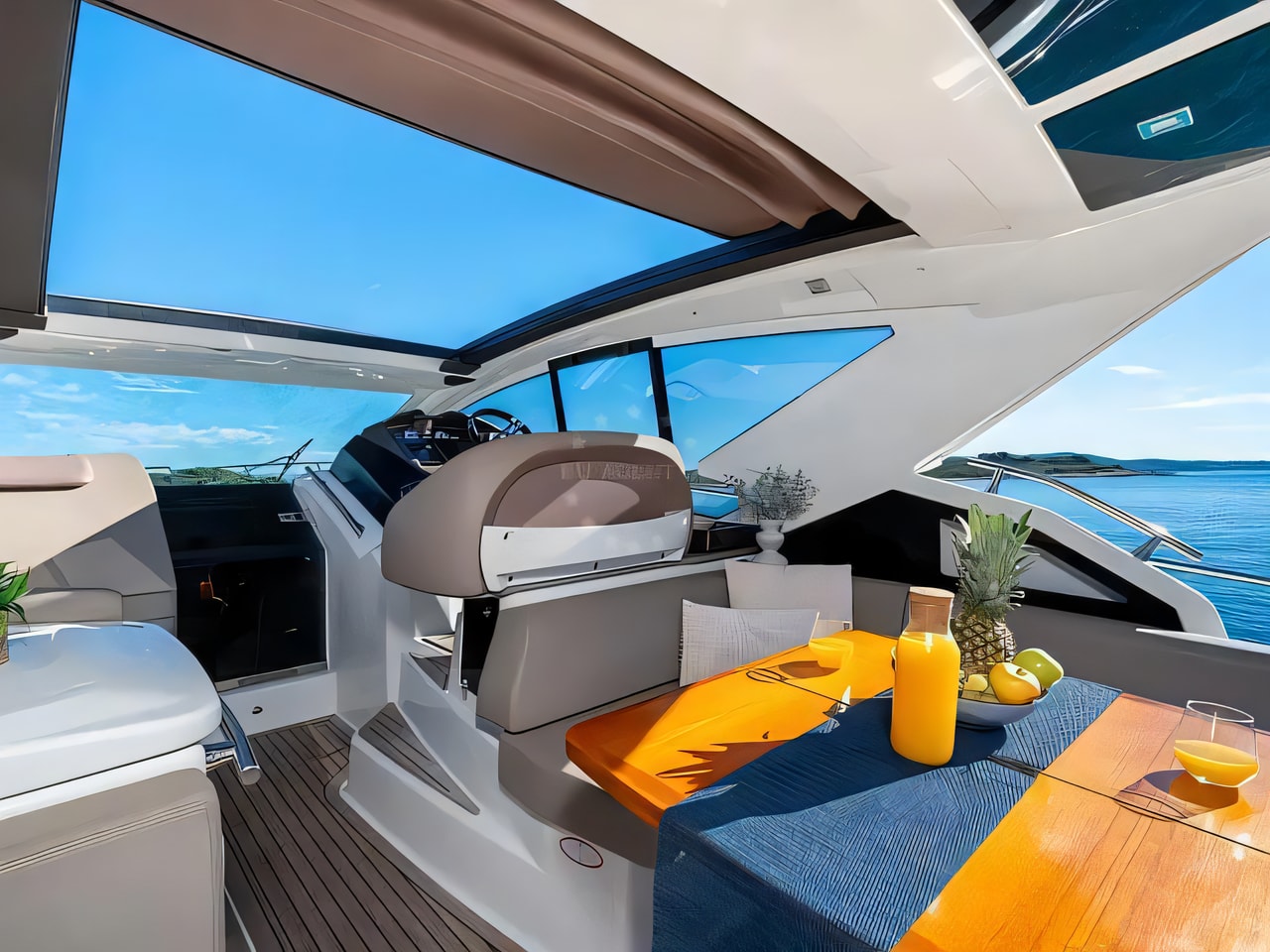 Layout of Cranchi M44 HT motor boat with 2 cabins Croatia yacht charter