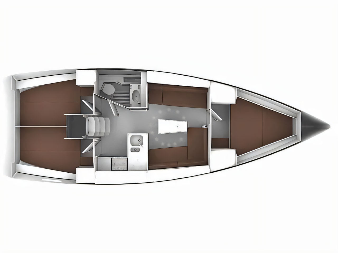 Interior of Bavaria Cruiser 37 B sail boat with 3 cabins Croatia yacht charter